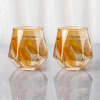 Northern Europe simple style amber cold water home sets diamond hexagonal drinking water cup